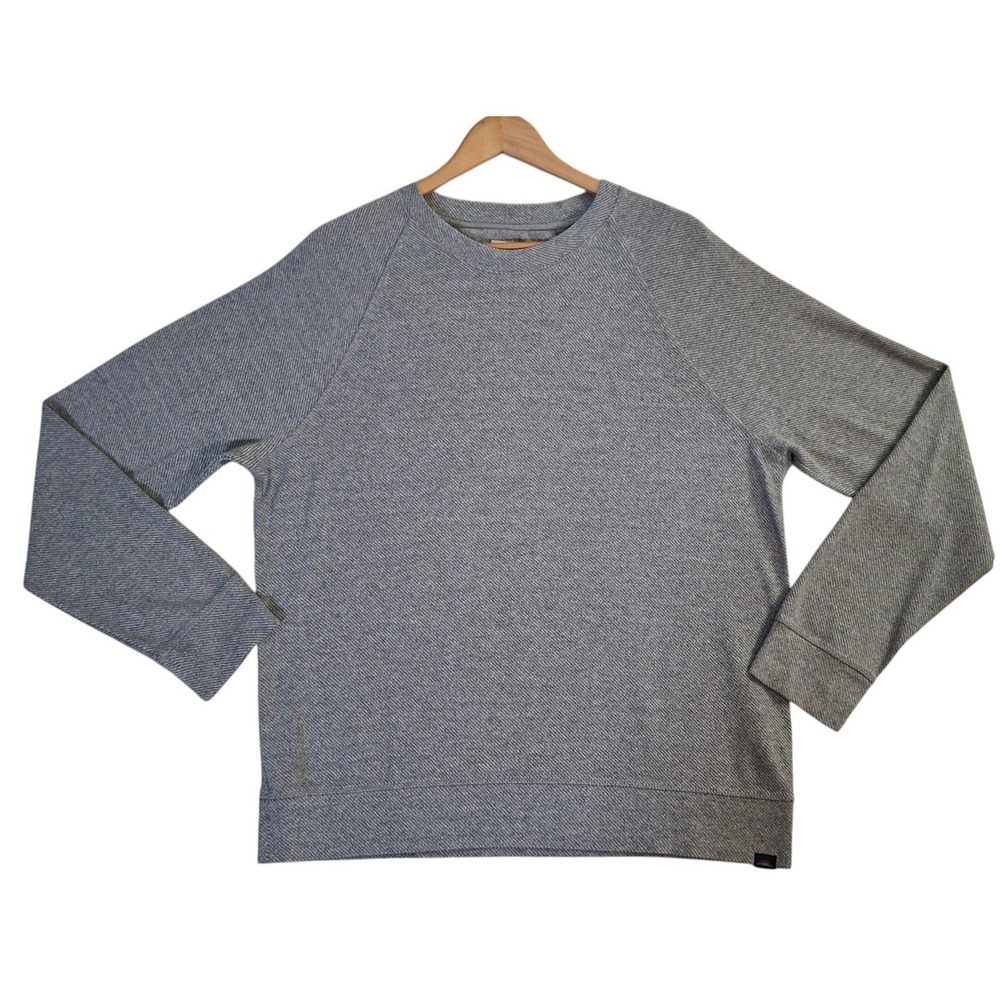 Faherty Brand Mens Sweatshirt Large Gray Textured Knit Raglan Crewneck Heathered